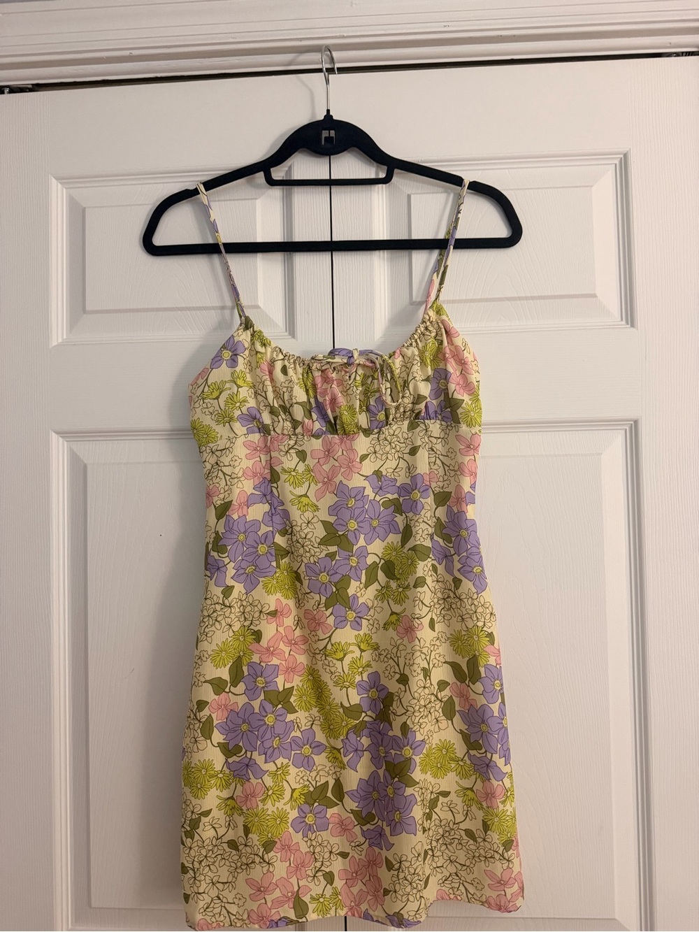Showpo Floral Mini Dress in Cream, Lavender & Pink
